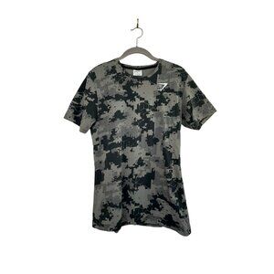 Gymshark Critical T-Shirt Black Camo Mens Size Small